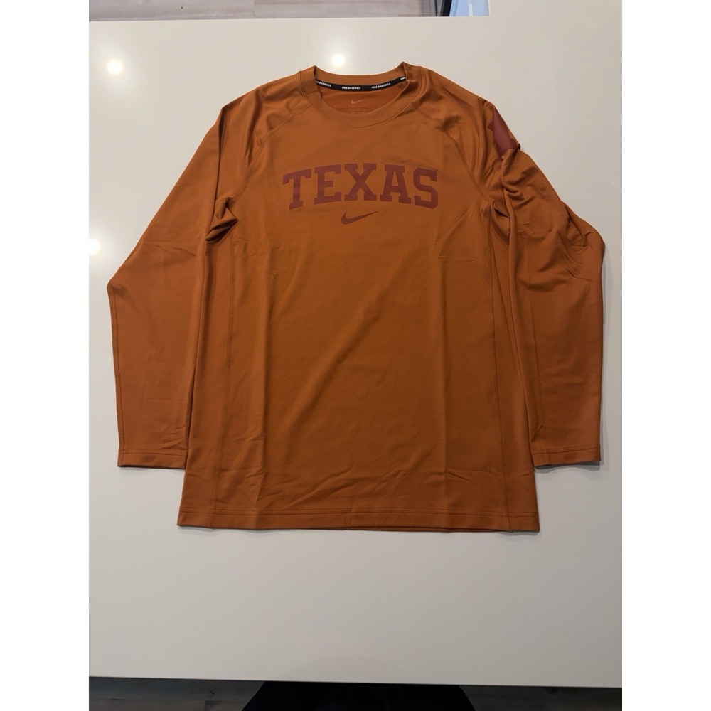 Nike Texas Longhorns Baseball Long Sleeve Tee Orange FJ4730-802 Mens L New